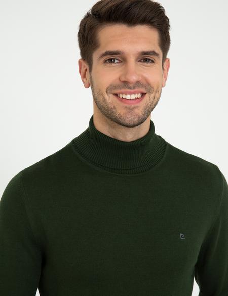 Yeşil Slim Fit Balıkçı Yaka Basic Triko Kazak - 50248583039