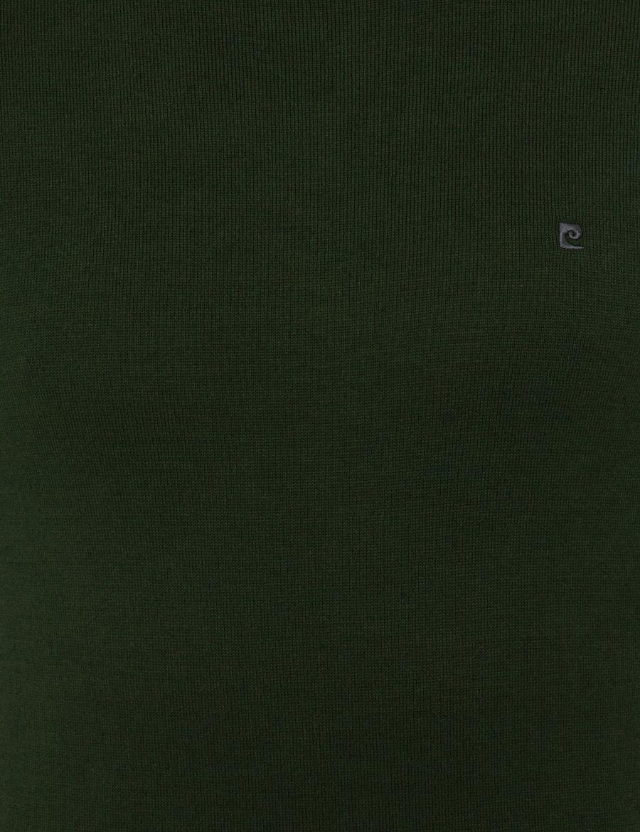Yeşil Slim Fit Balıkçı Yaka Basic Triko Kazak
