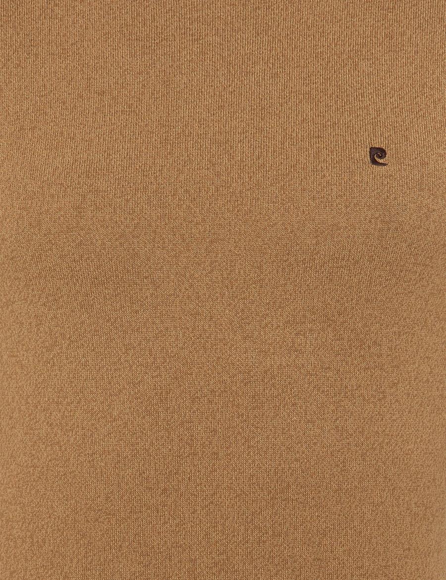 Camel Melanj Slim Fit Balıkçı Yaka Basic Triko Kazak