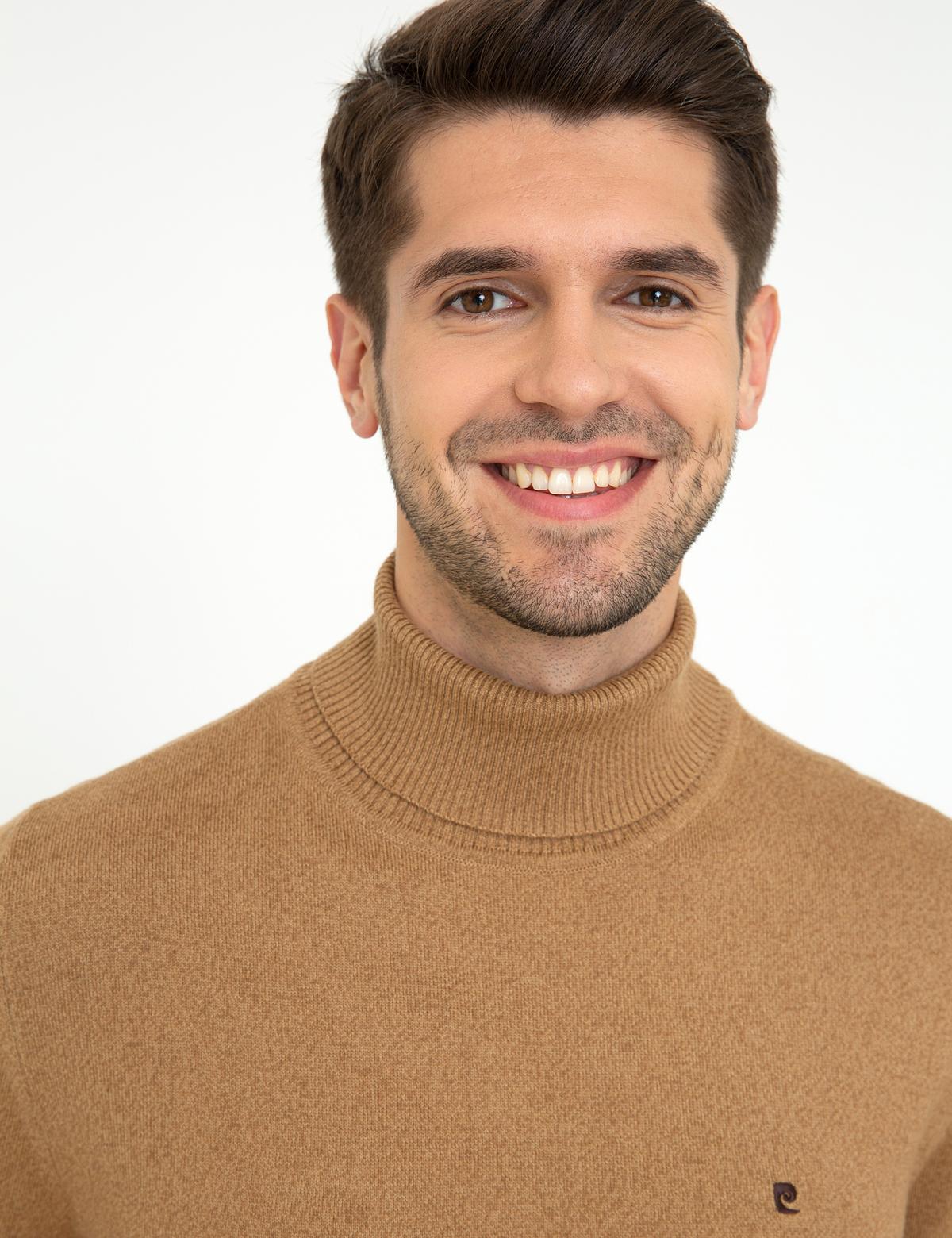 Camel Melanj Slim Fit Balıkçı Yaka Basic Triko Kazak - 50248583048