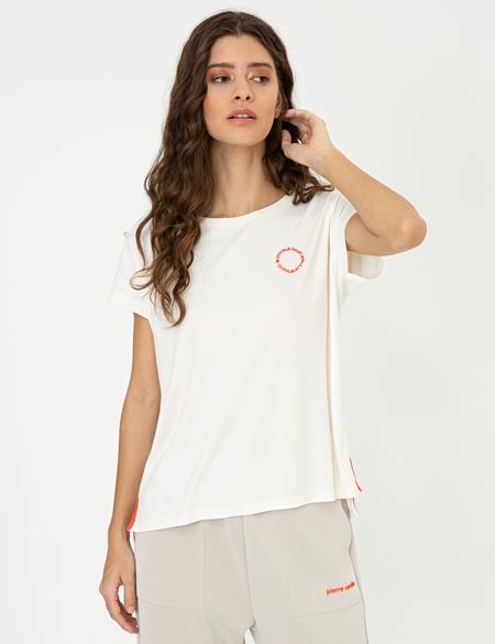 Ekru Standart Fit Bisiklet Yaka Tişört - 50244505001