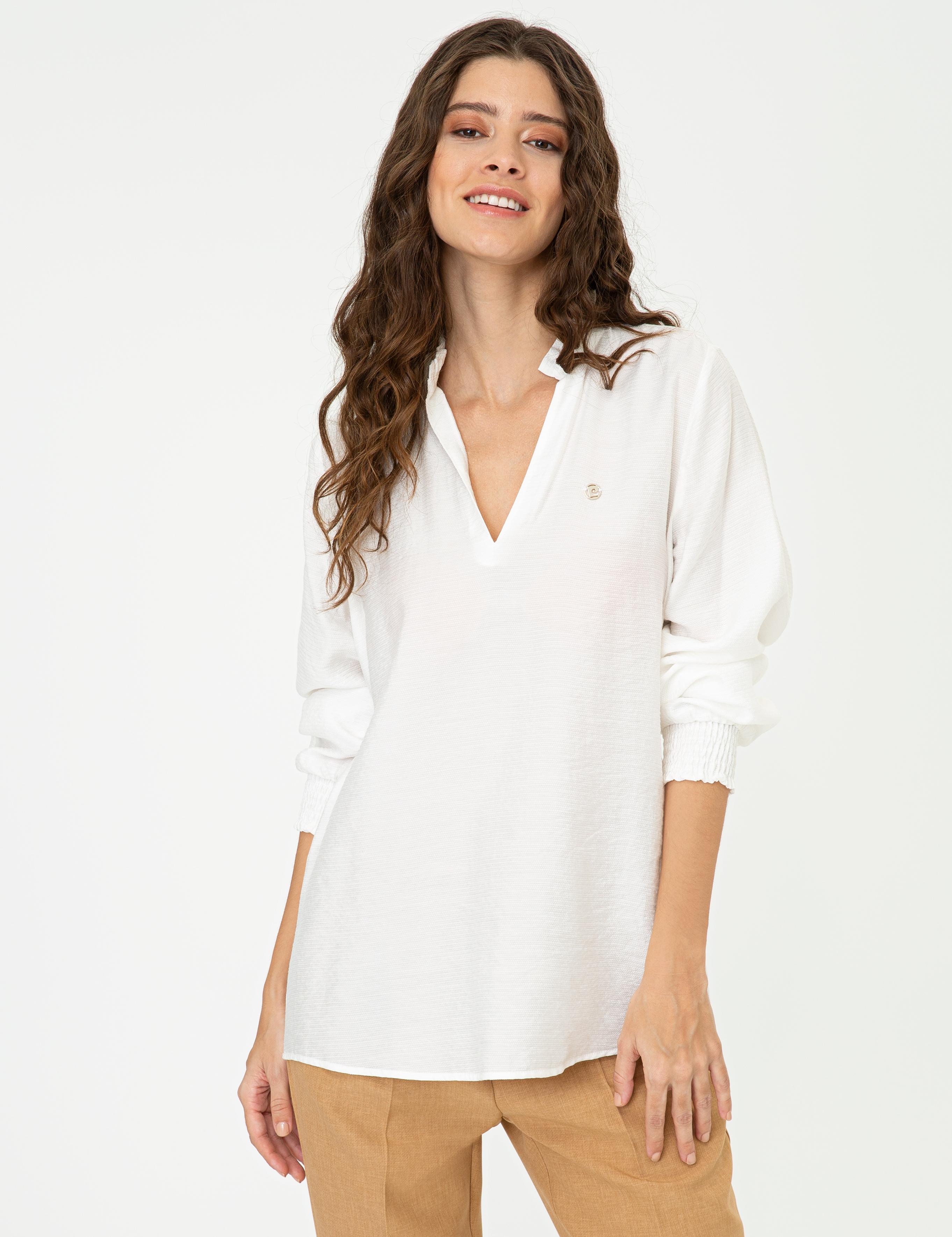 Ekru Comfort Fit Uzun Kollu Gömlek