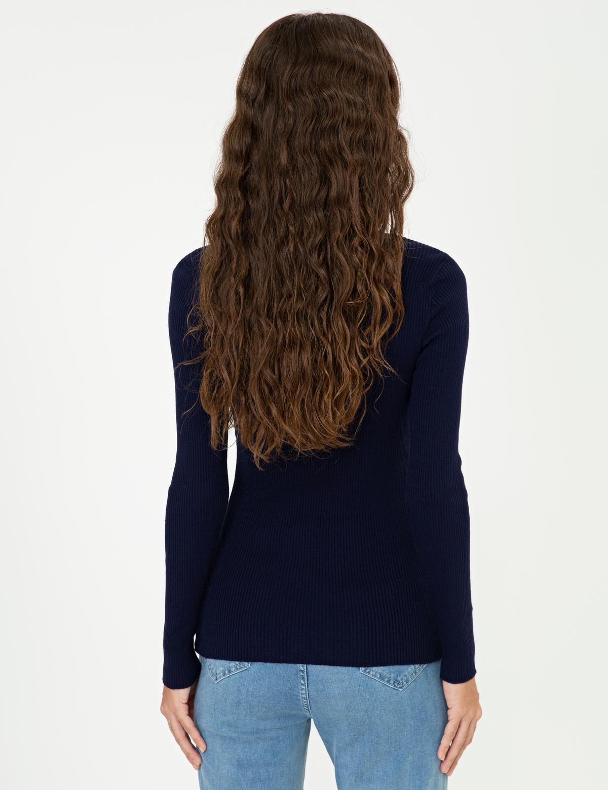 Lacivert Slim Fit Basic Kazak - 50244699012