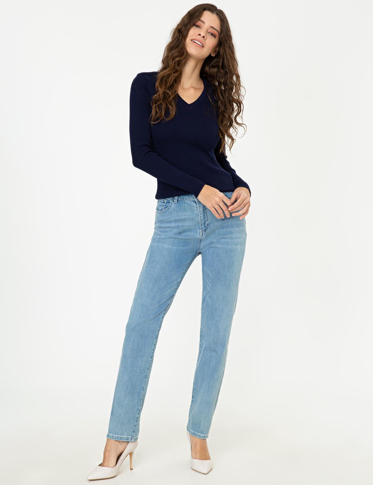 Lacivert Slim Fit Basic Kazak - 50244699012