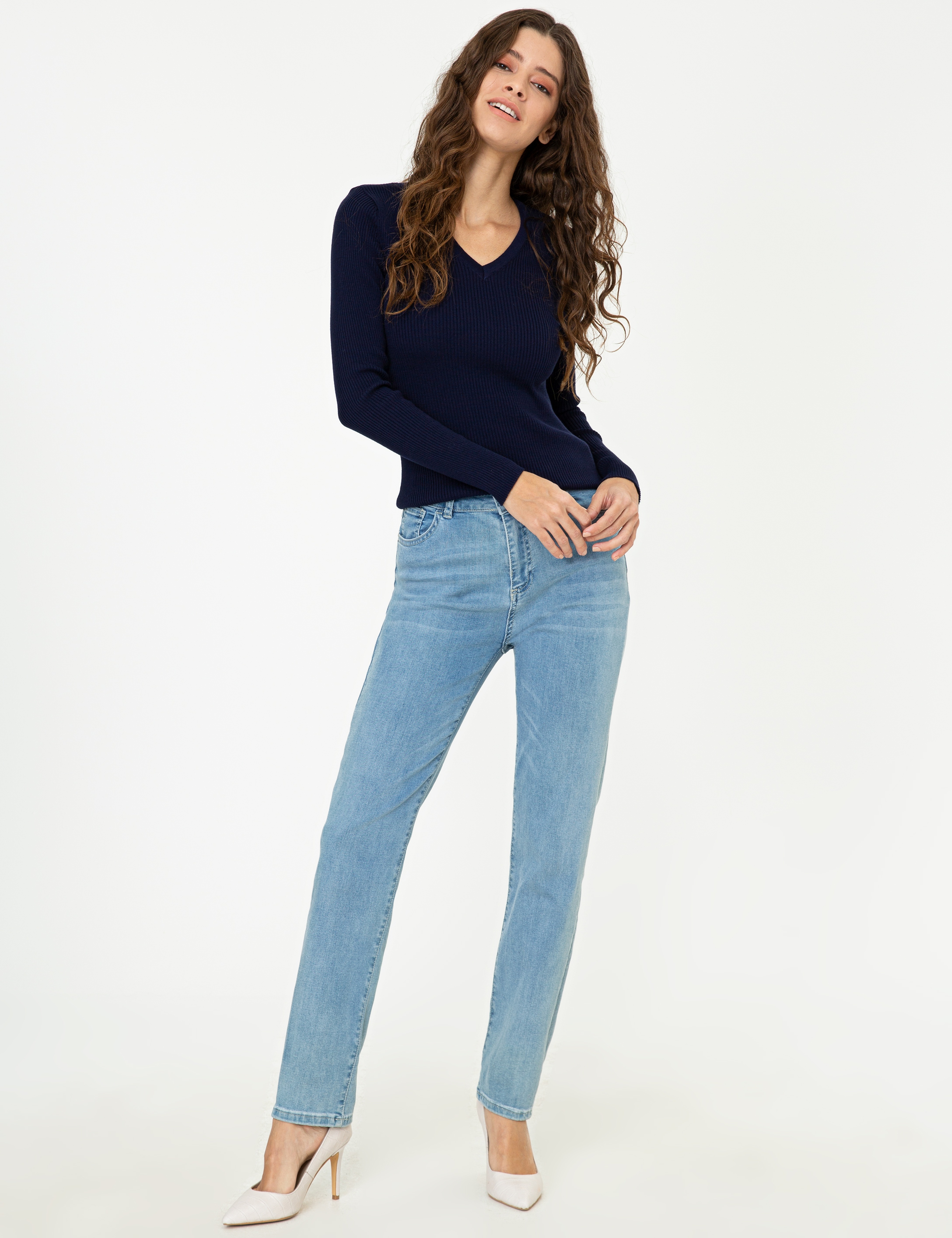 Lacivert Slim Fit Basic Kazak