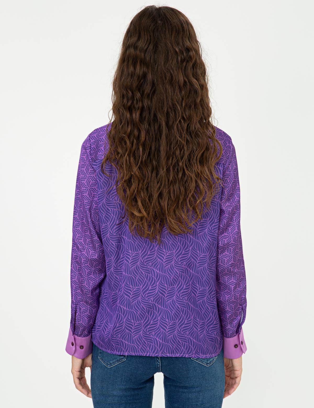 Mor Desenli Comfort Fit Gömlek - 50244975001