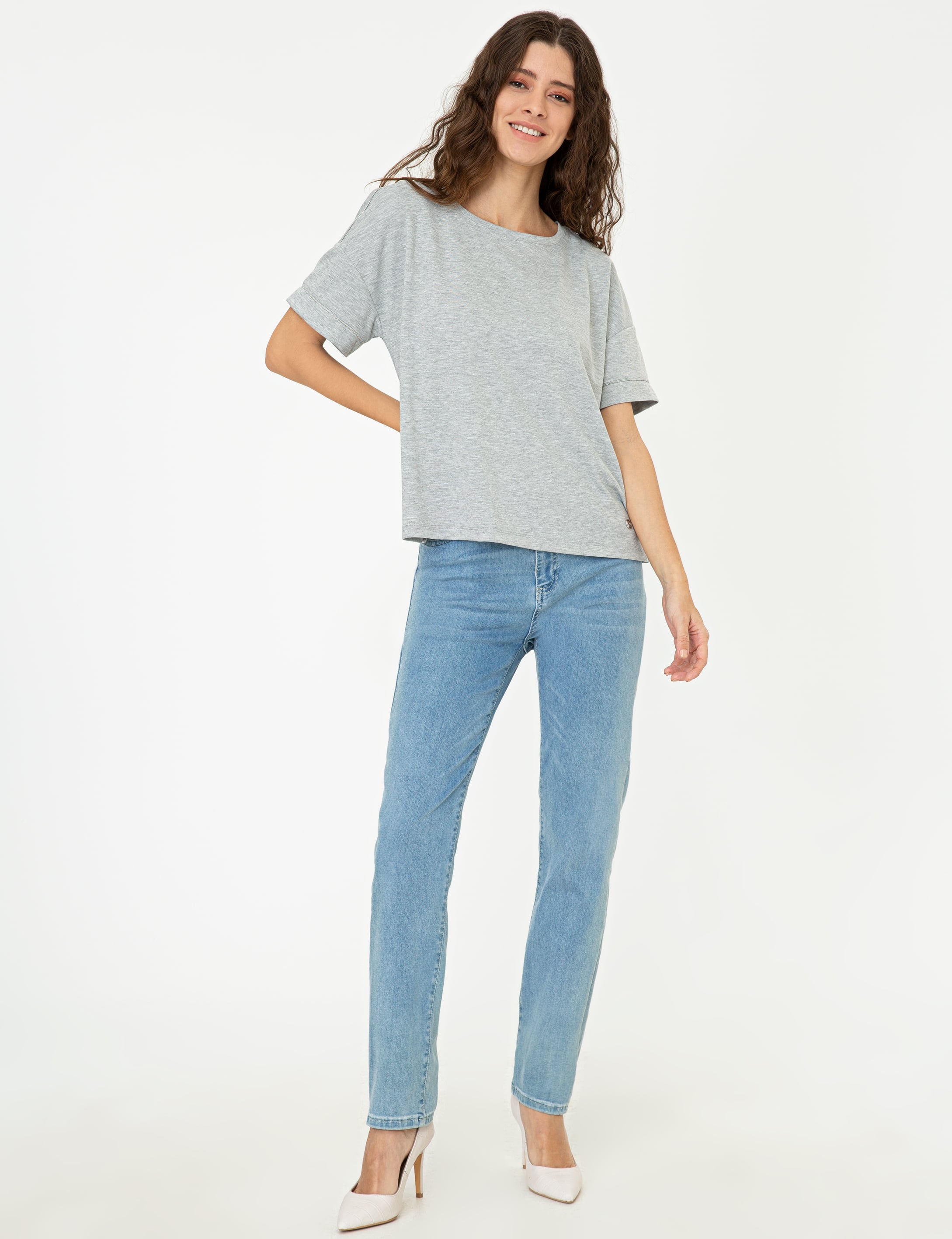 Gri Melanj Regular Fit Tişört