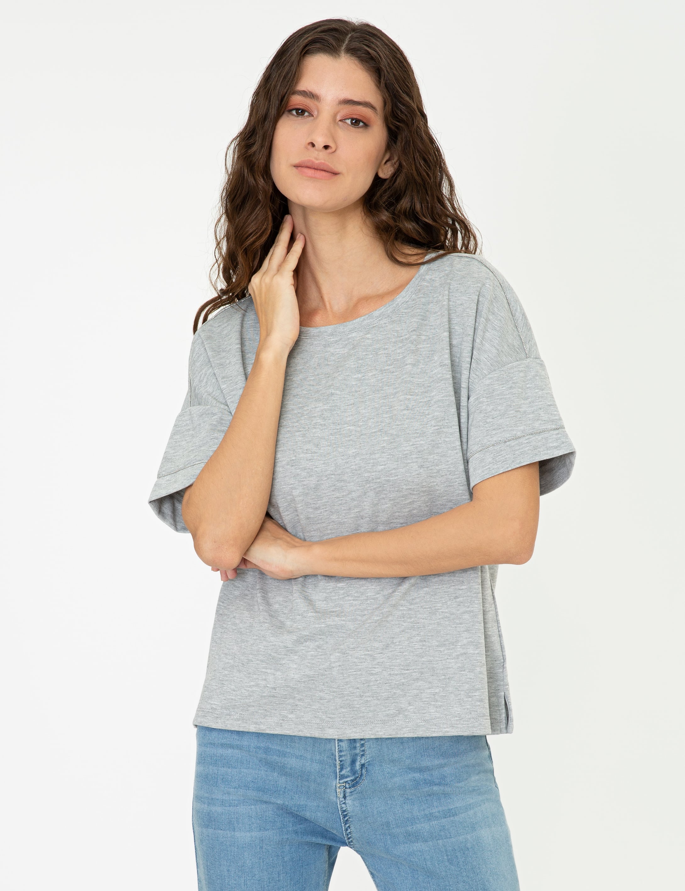 Gri Melanj Regular Fit Tişört