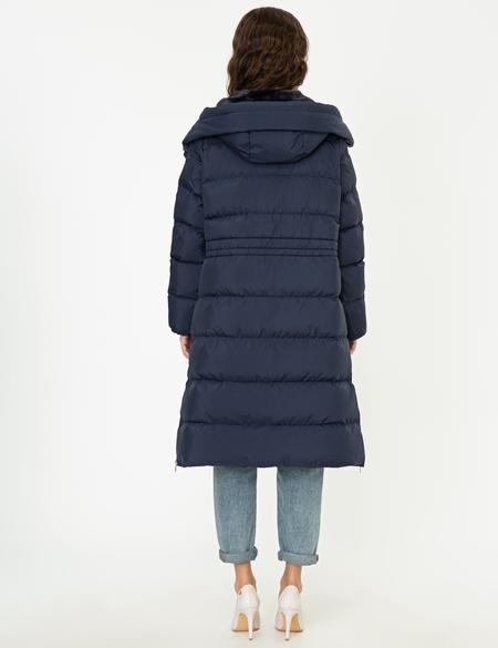 Lacivert Standart Fit Kaz Tüyü Mont - 50243983023