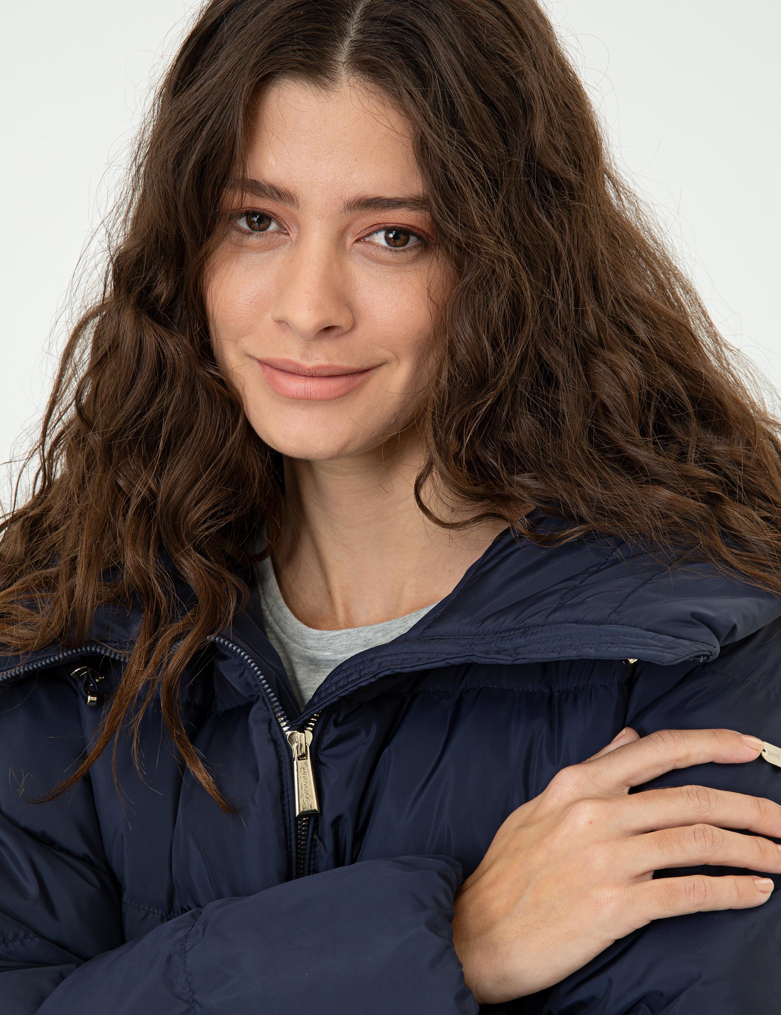 Lacivert Standart Fit Kaz Tüyü Mont