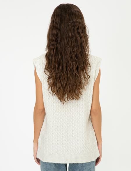 Balıkçı Yaka Ekru Oversize Kazak - 50248474011