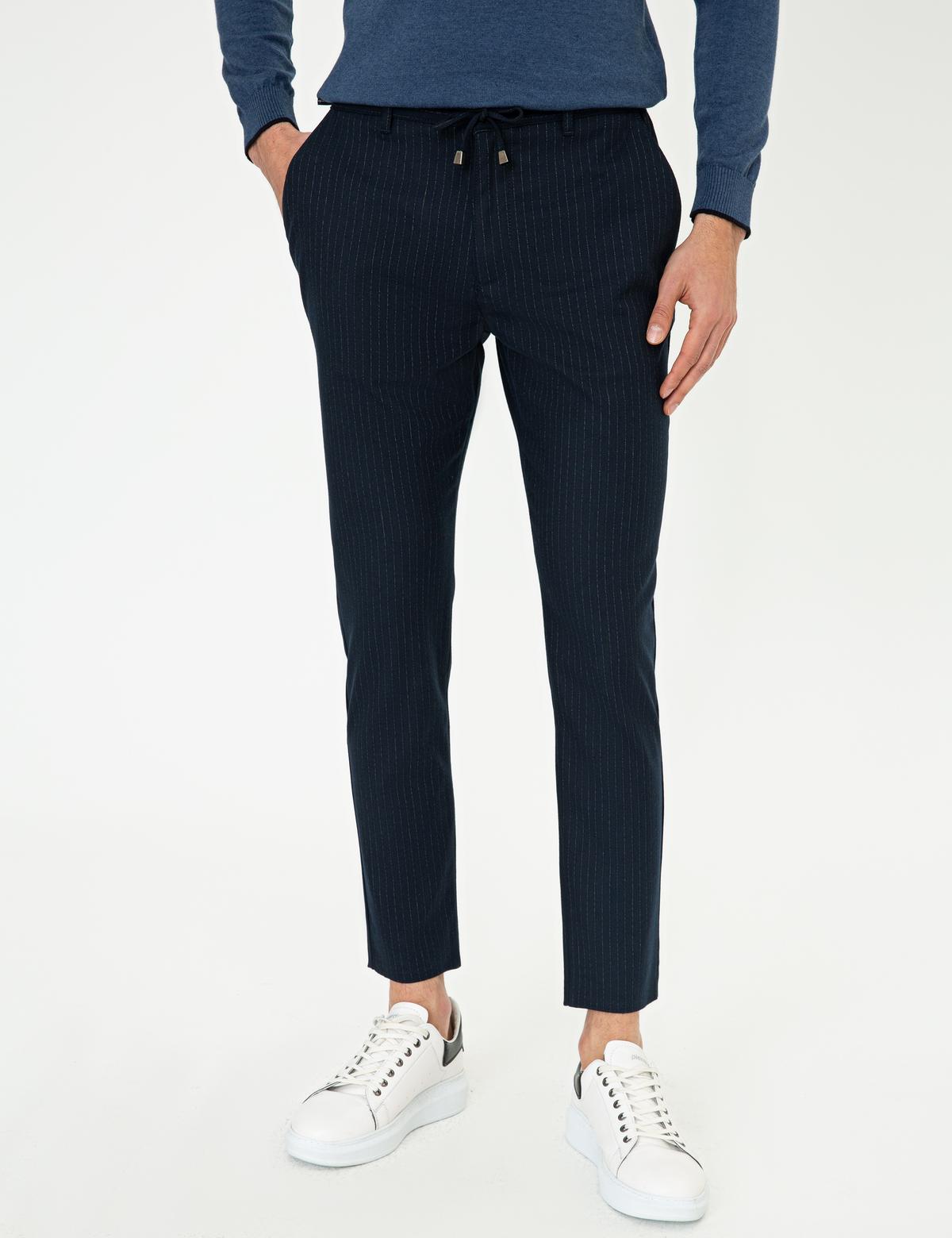 Lacivert Jogger Fit Kanvas Pantolon - 50241483049