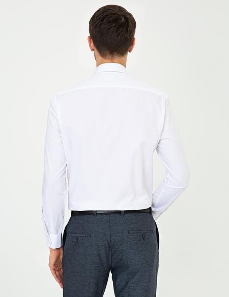 Beyaz Regular Fit Uzun Kollu Klasik Gömlek - 50243791018
