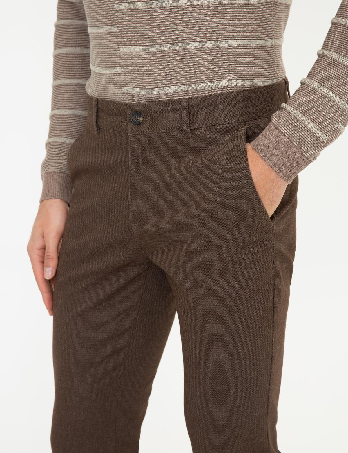 Kahverengi Slim Fit Kanvas Pantolon - 50250406099