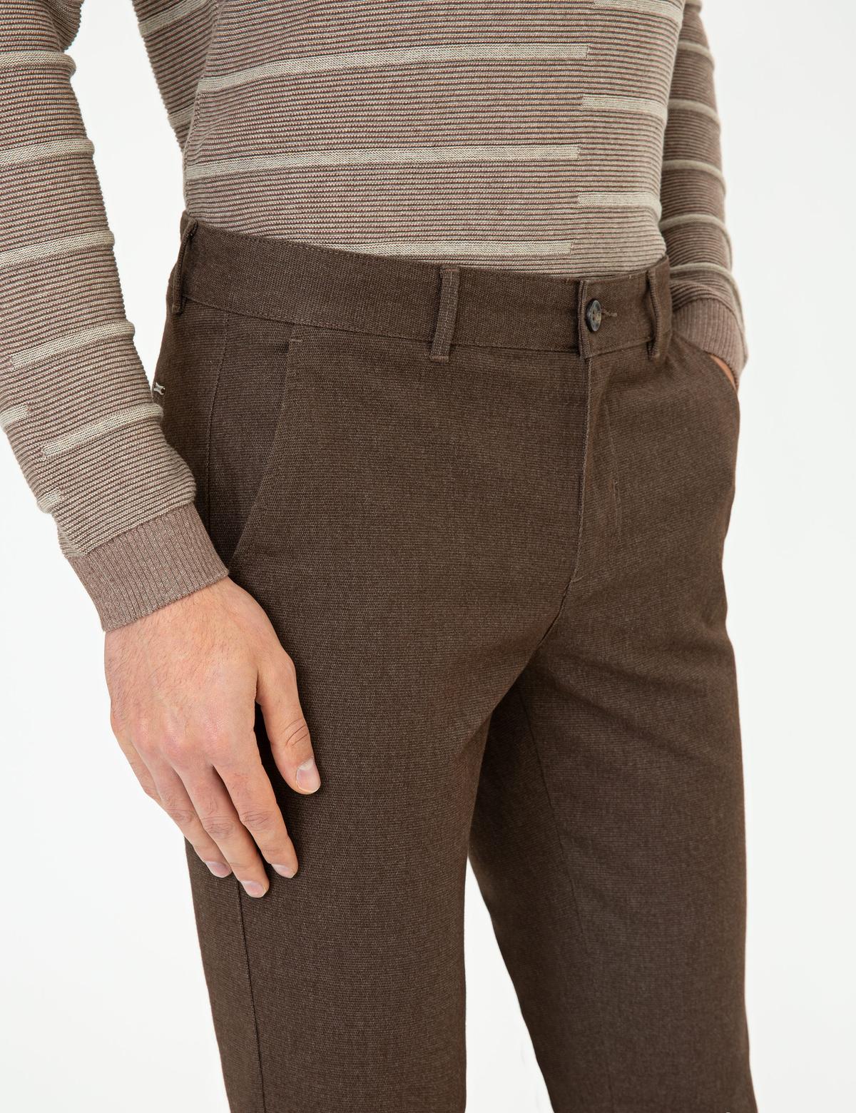 Kahverengi Slim Fit Kanvas Pantolon - 50250406099