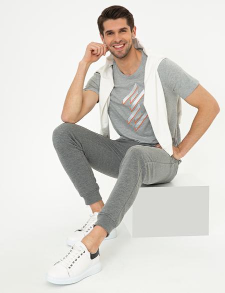 Açık Gri Melanj Slim Fit Tişört - 50241411028