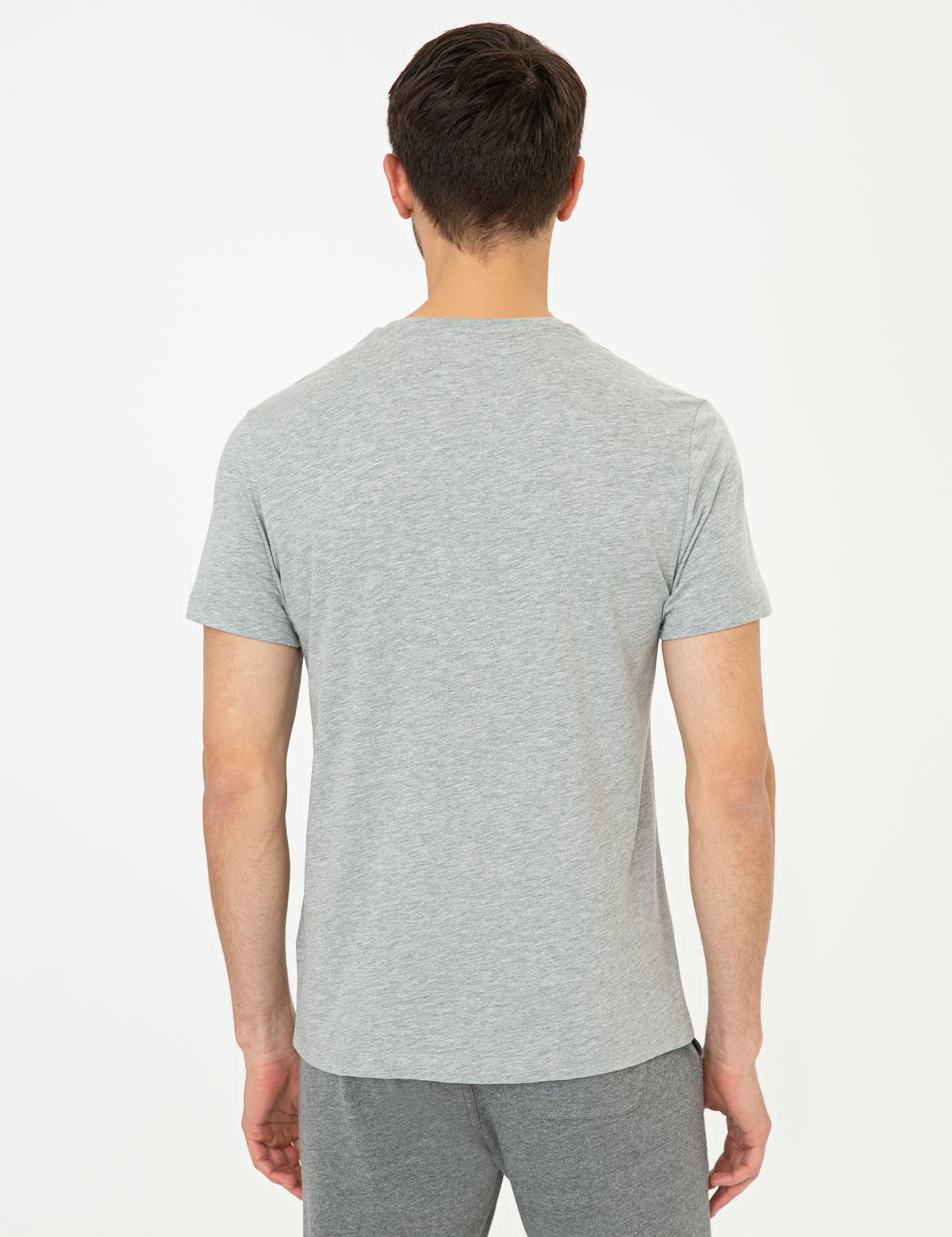 Açık Gri Melanj Slim Fit Tişört - 50241411028