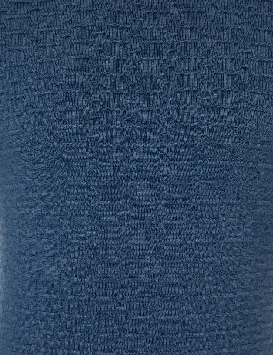 İndigo Melanj Slim Fit Bisiklet Yaka Triko Kazak