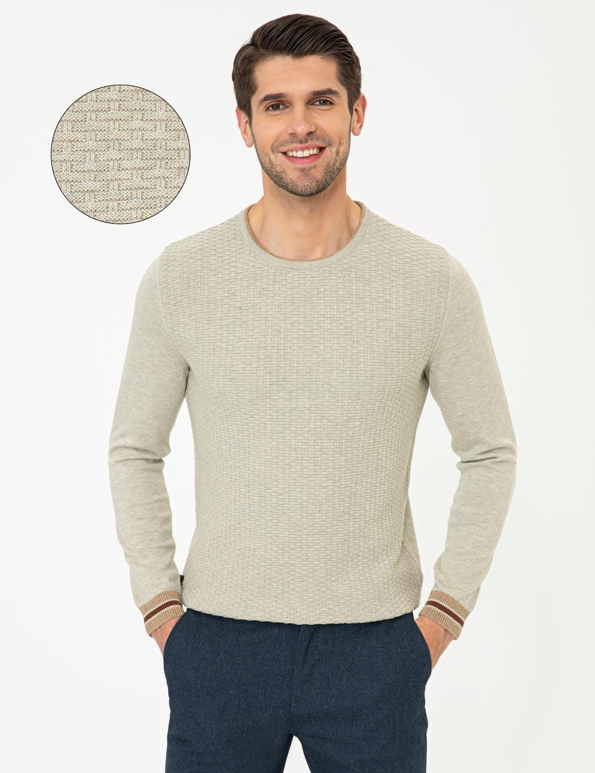 Kum Melanj Slim Fit Bisiklet Yaka Triko Kazak