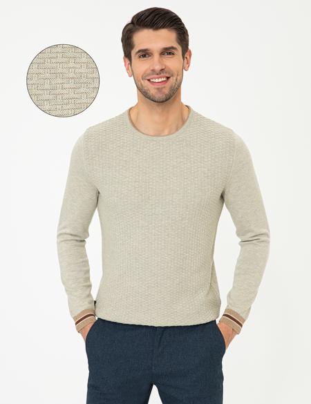 Kum Melanj Slim Fit Bisiklet Yaka Triko Kazak - 50248536028