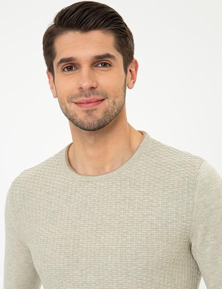 Kum Melanj Slim Fit Bisiklet Yaka Triko Kazak - 50248536028