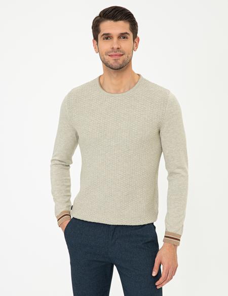 Kum Melanj Slim Fit Bisiklet Yaka Triko Kazak - 50248536028