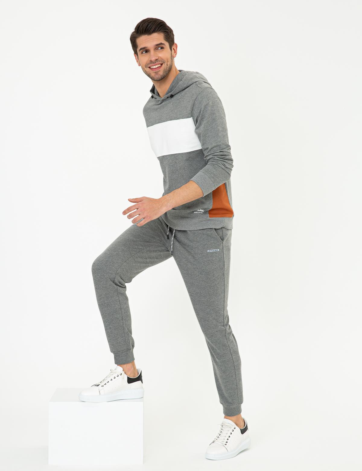 Gri Melanj Slim Fit Eşofman Altı