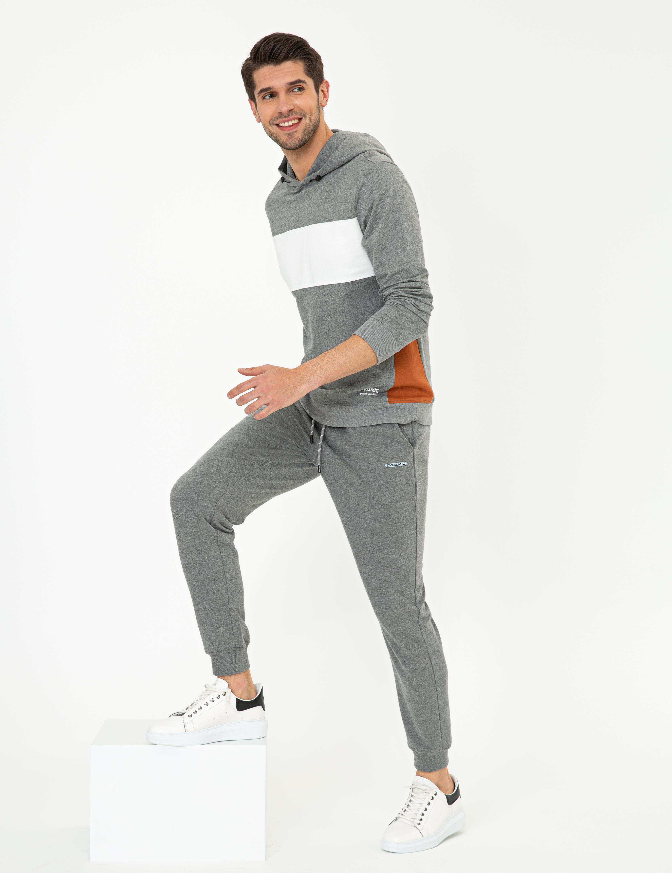 Gri Melanj Slim Fit Eşofman Altı