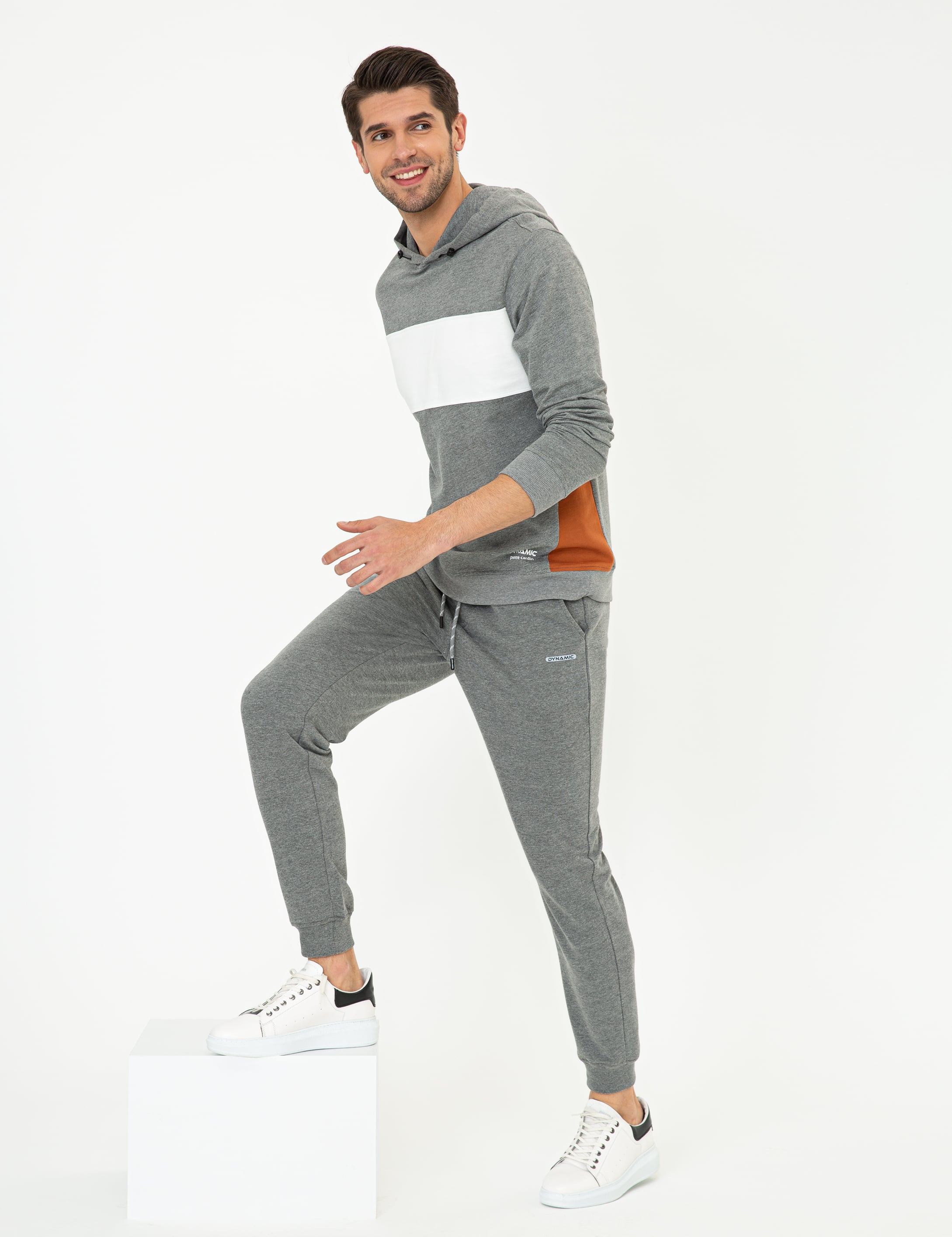 Gri Melanj Slim Fit Eşofman Altı