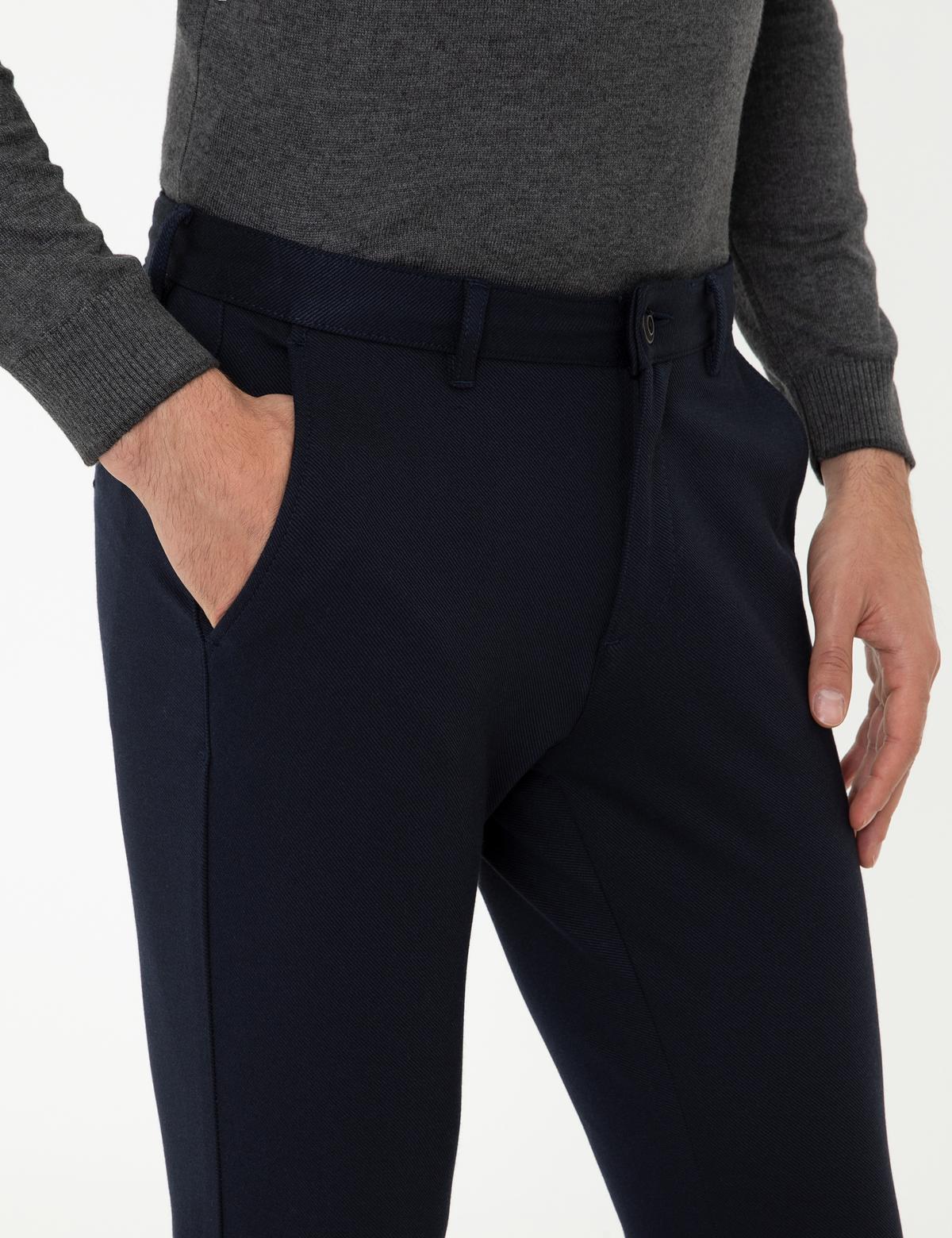 Lacivert Slim Fit Kanvas Pantolon - 50243295009