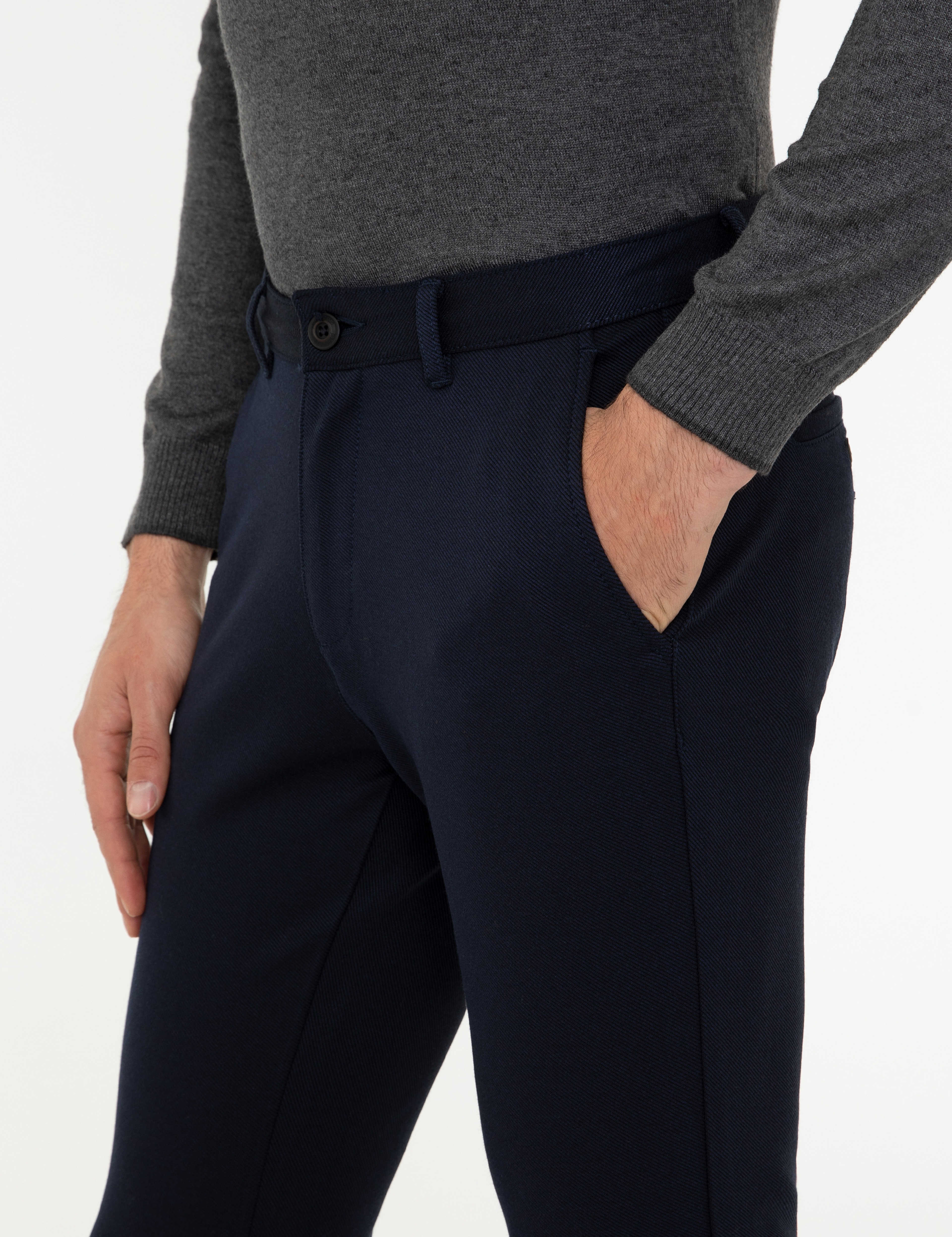 Lacivert Slim Fit Kanvas Pantolon - Image 5