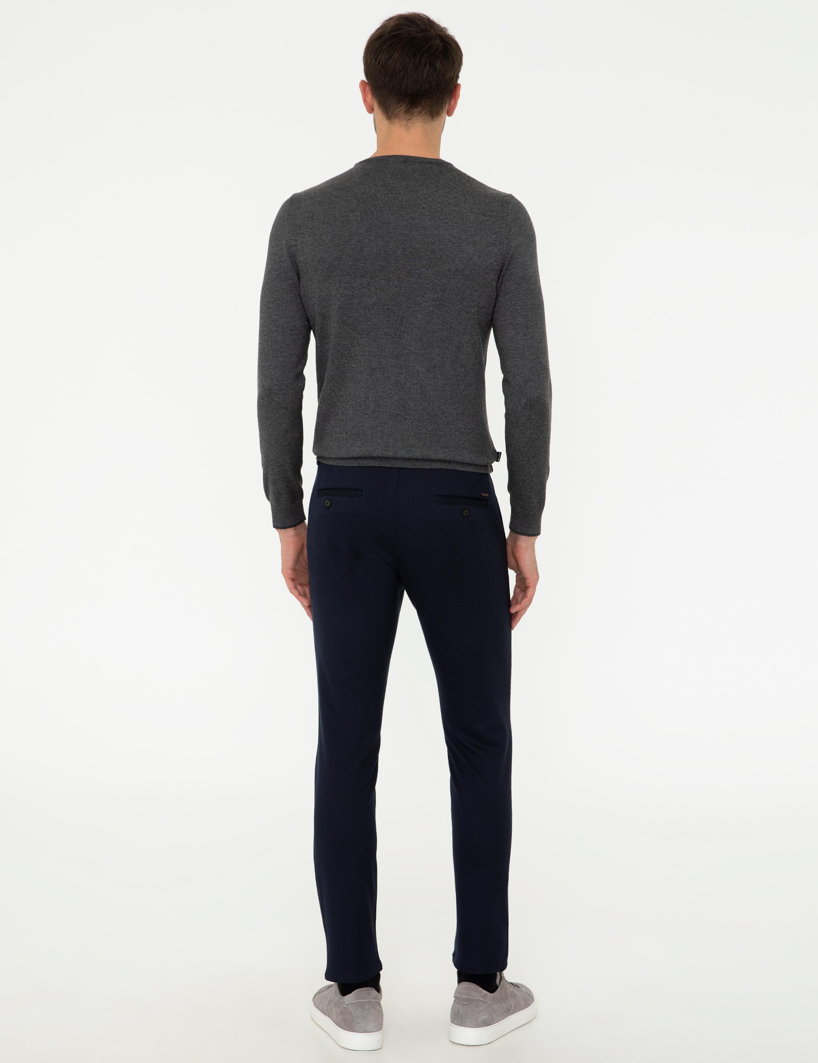 Lacivert Slim Fit Kanvas Pantolon