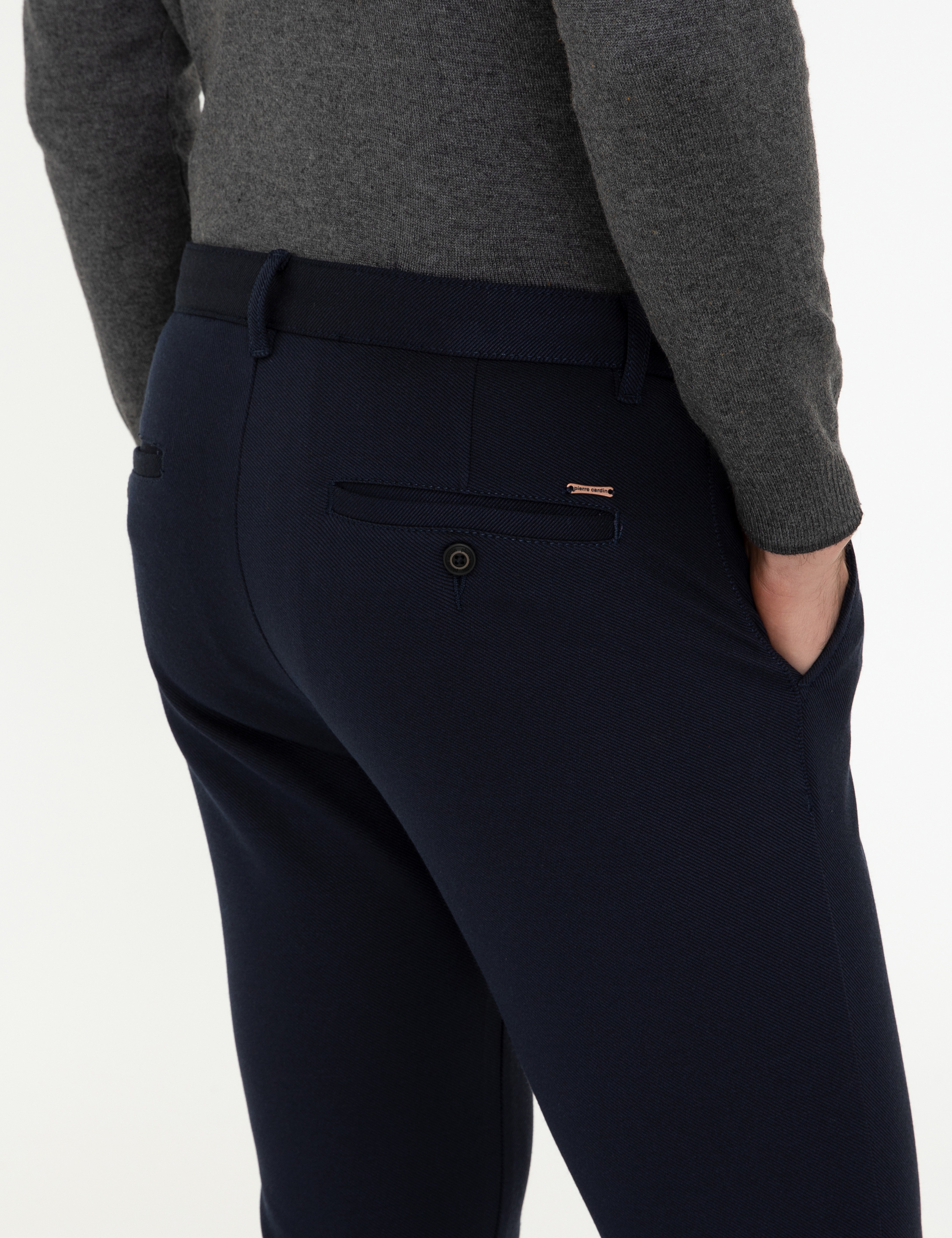 Lacivert Slim Fit Kanvas Pantolon