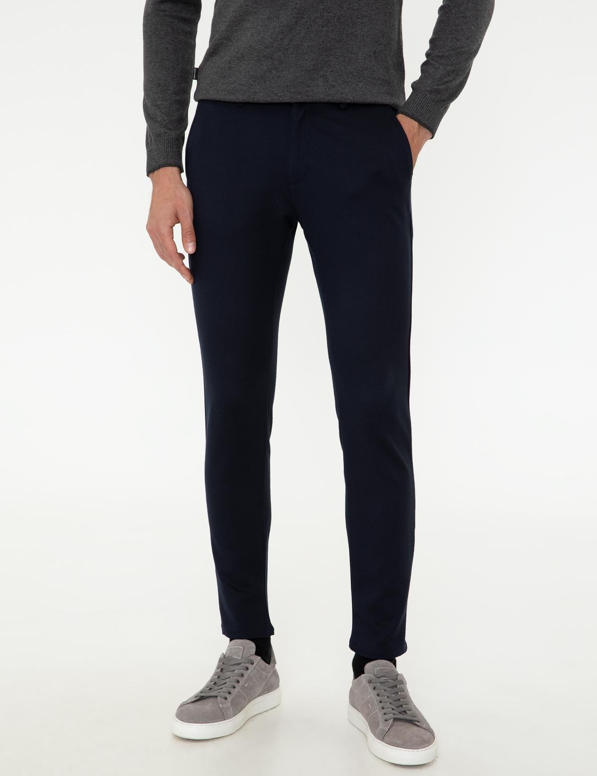 Lacivert Slim Fit Kanvas Pantolon - 50243295009