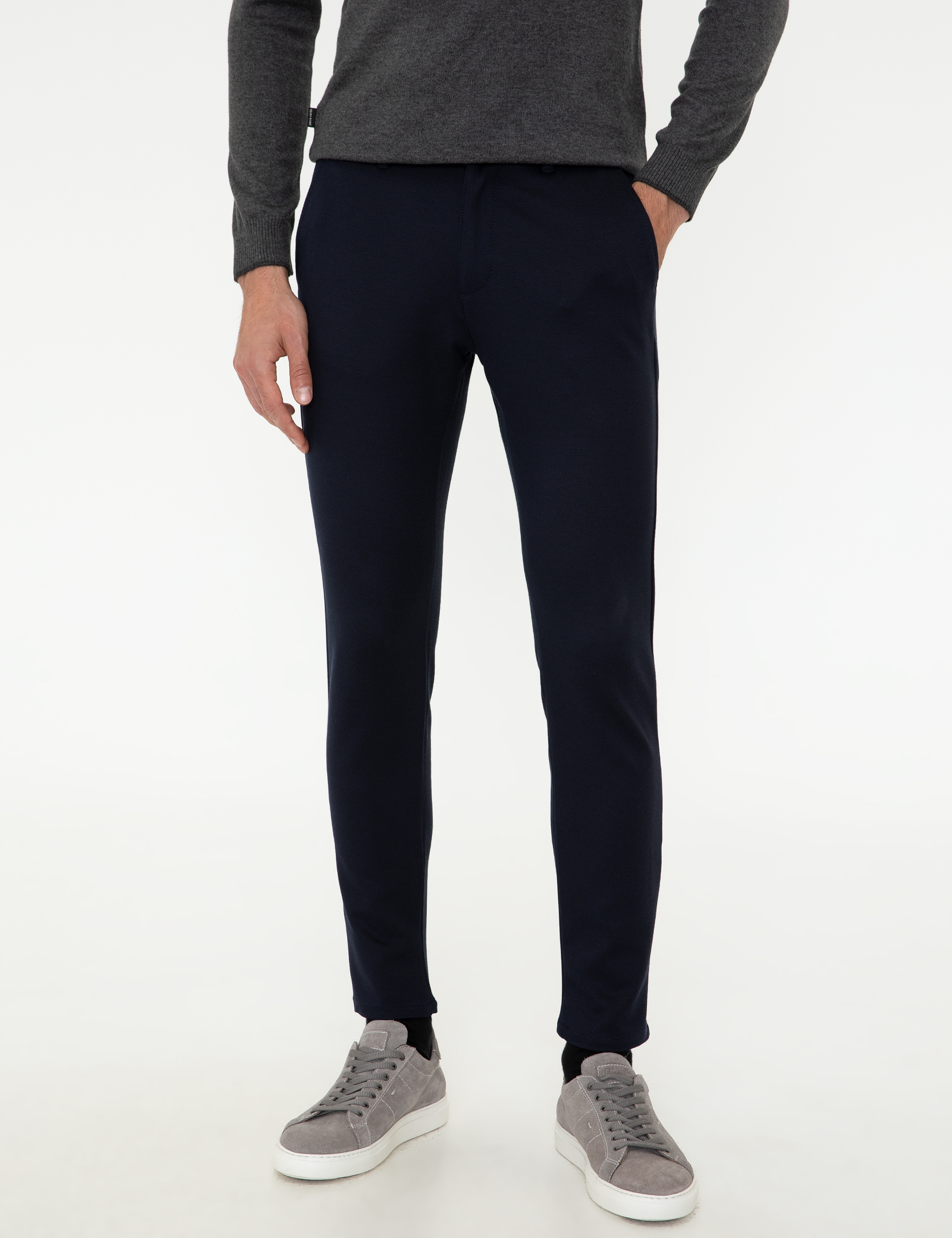 Lacivert Slim Fit Kanvas Pantolon