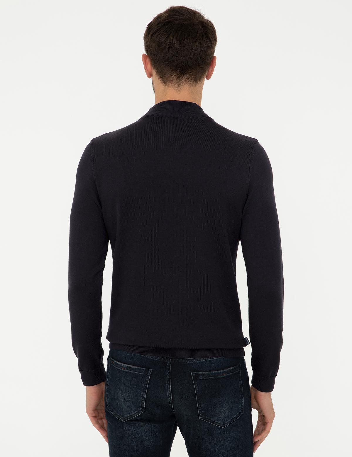 Lacivert Slim Fit Yarım Balıkçı Yaka Triko Kazak - 50240540004