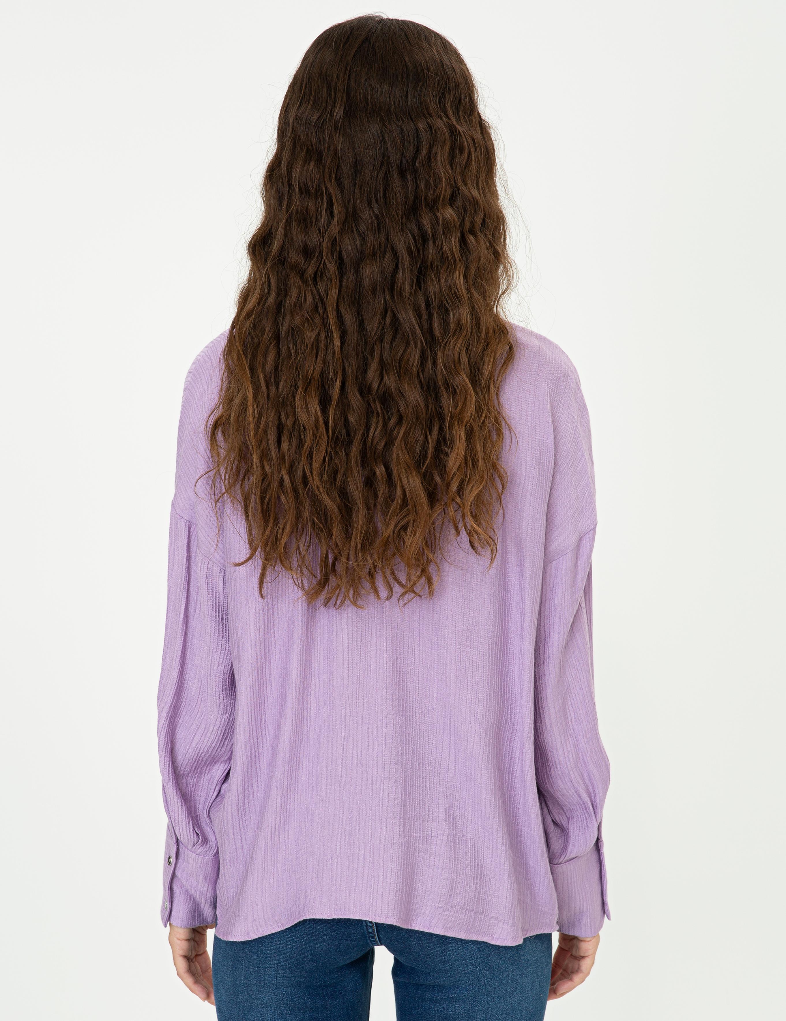 Lila Cepli Uzun Kollu Bluz