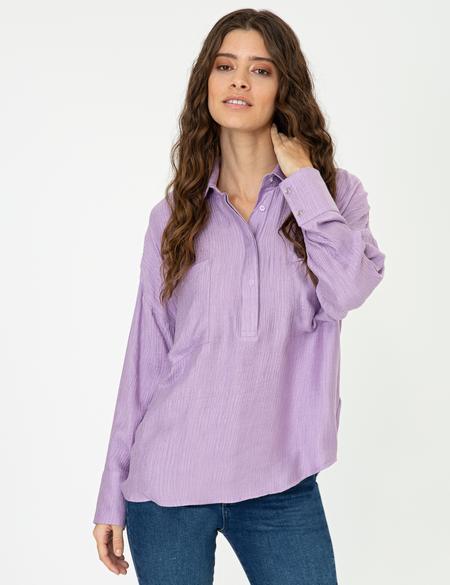Lila Cepli Uzun Kollu Bluz - 50244506006