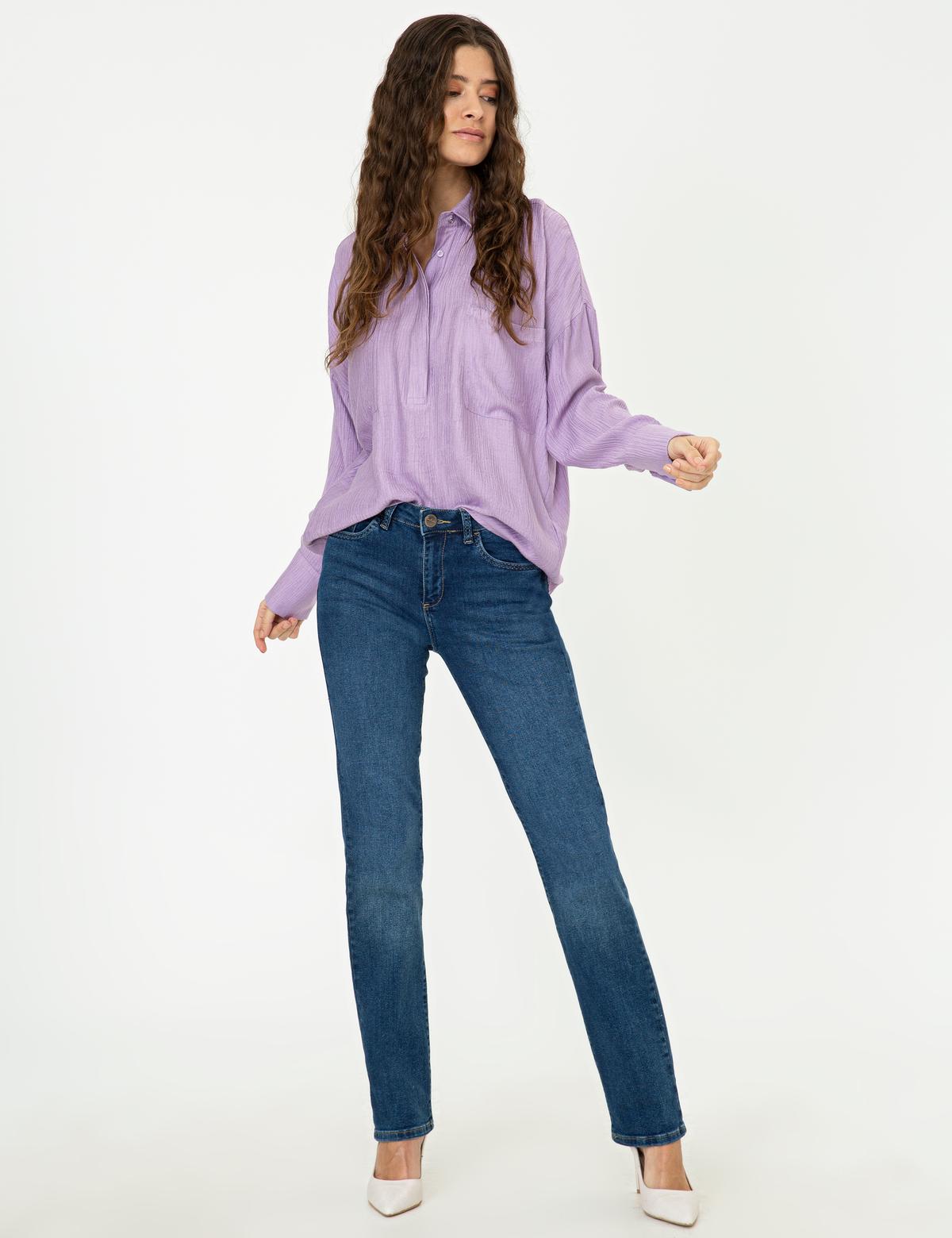 Lila Cepli Uzun Kollu Bluz - 50244506006