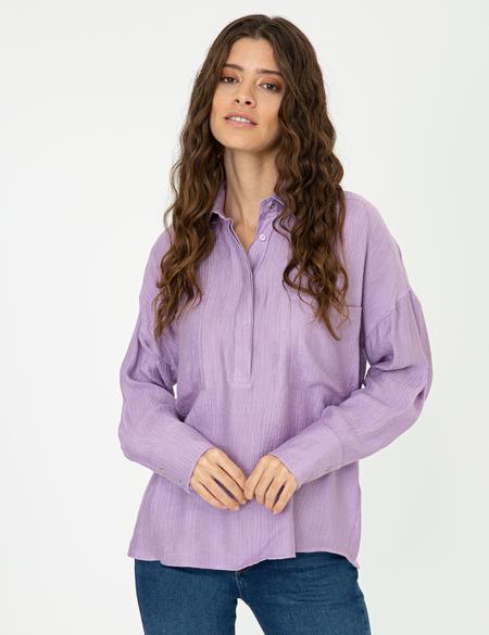 Lila Cepli Uzun Kollu Bluz - 50244506006
