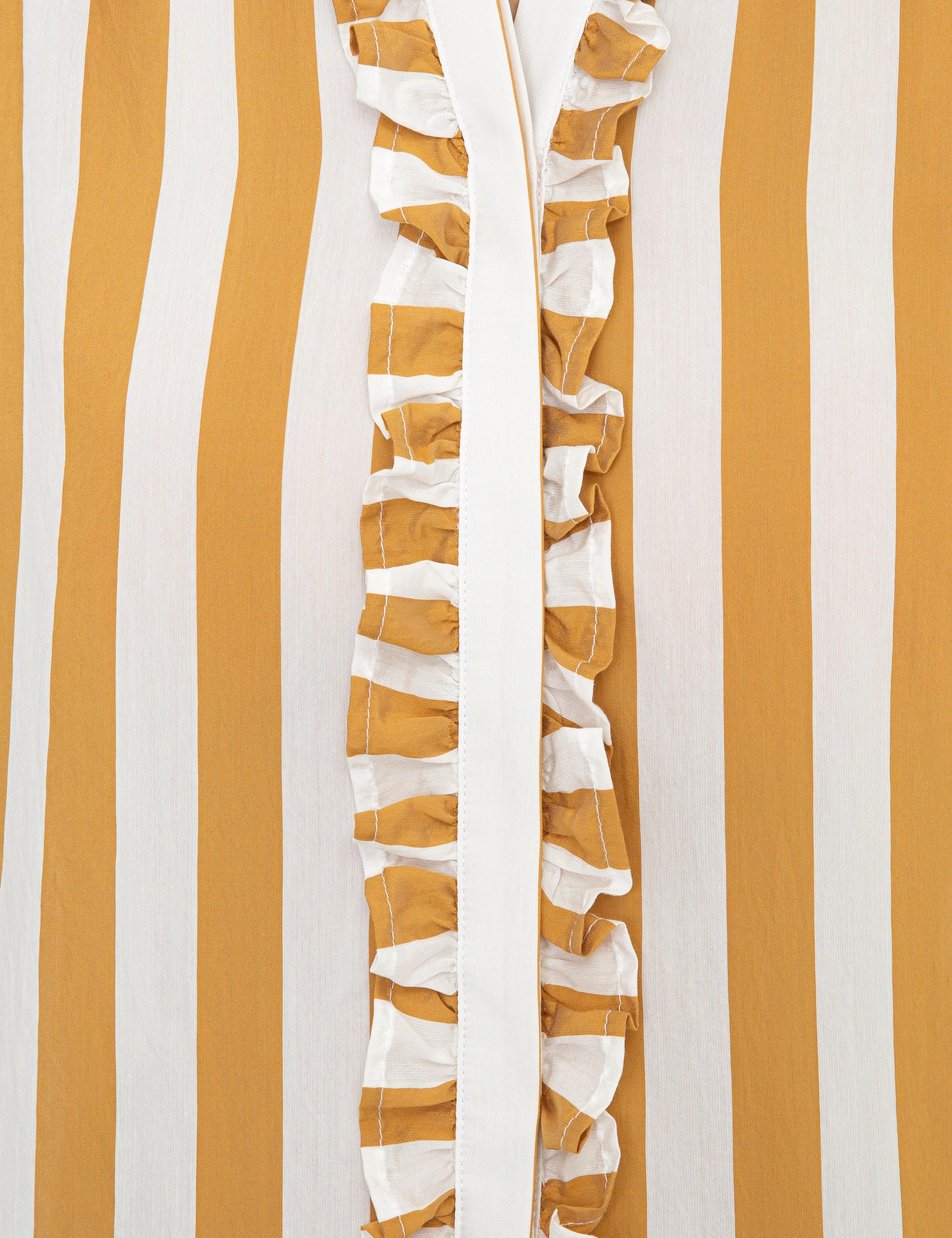 Sarı Çizgili Comfort Fit Uzun Kollu Gömlek