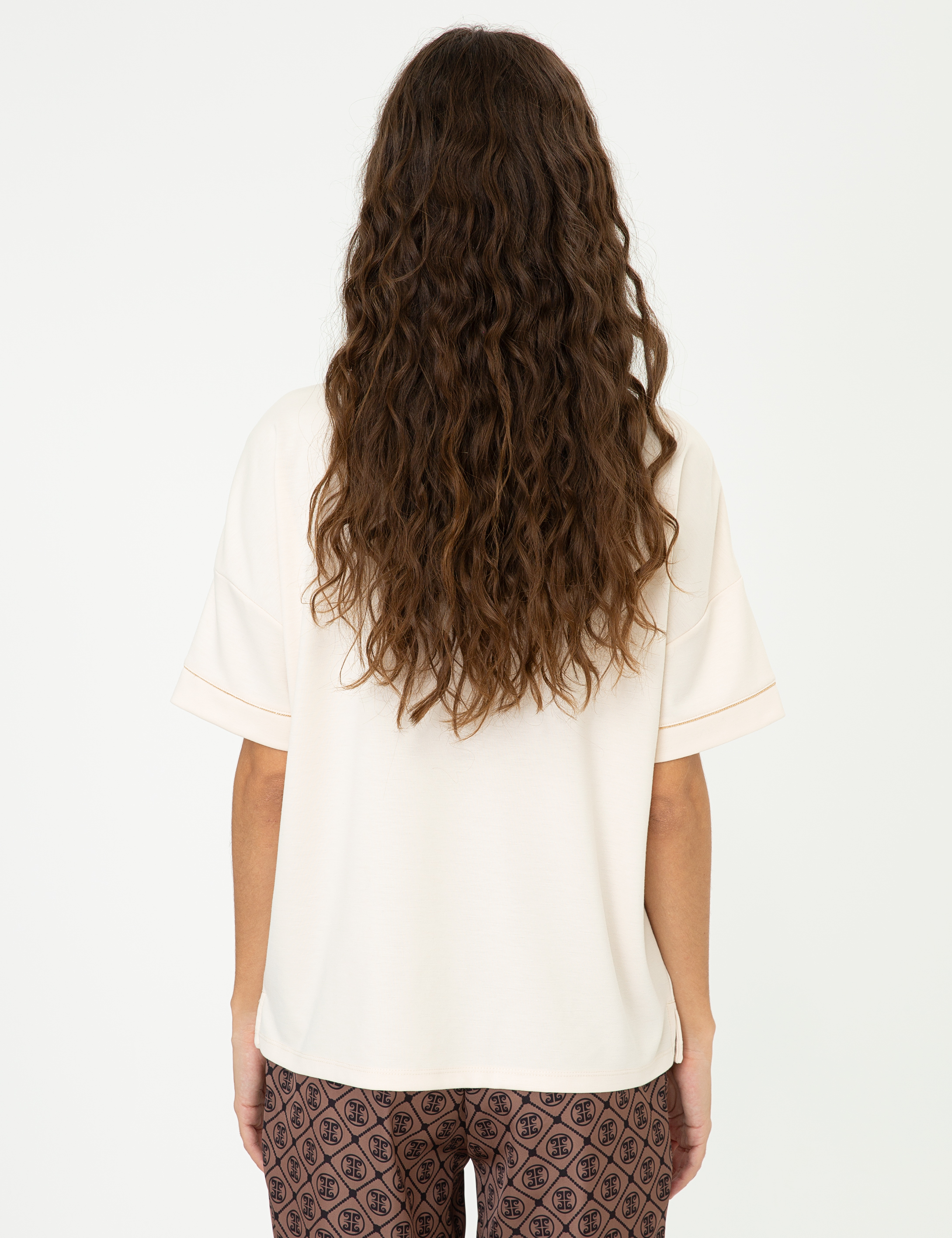 Krem Regular Fit Tişört - Image 4