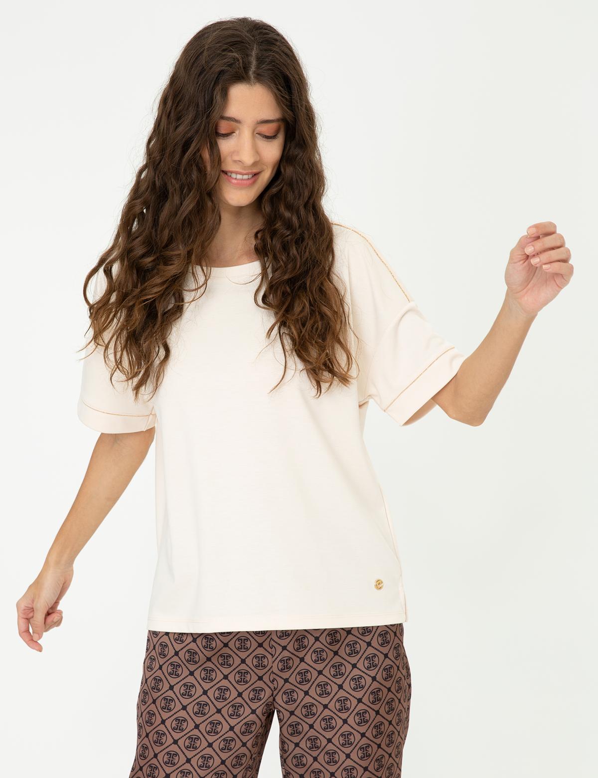 Krem Regular Fit Tişört - 50244911012