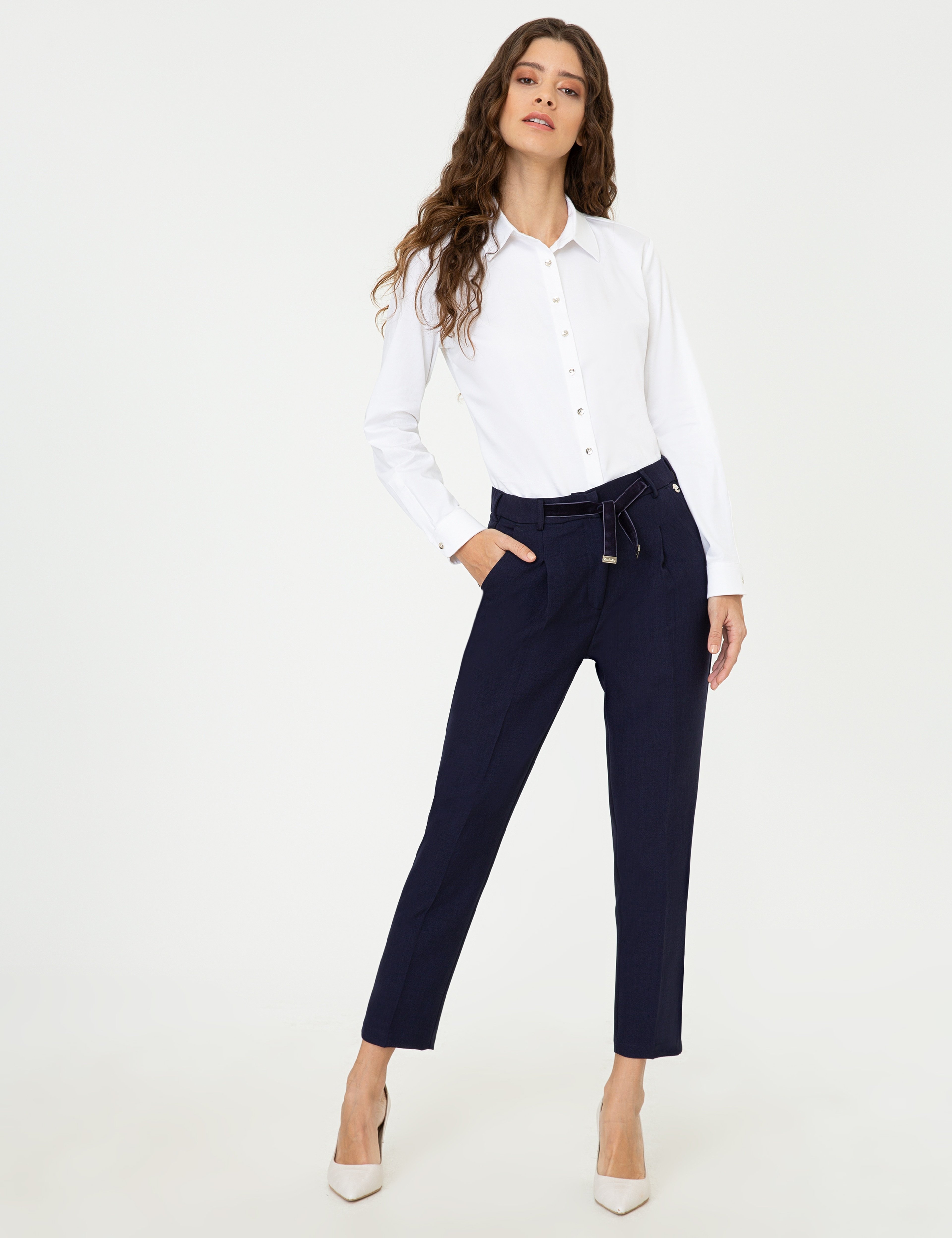 Lacivert Slim Fit Kumaş Pantolon