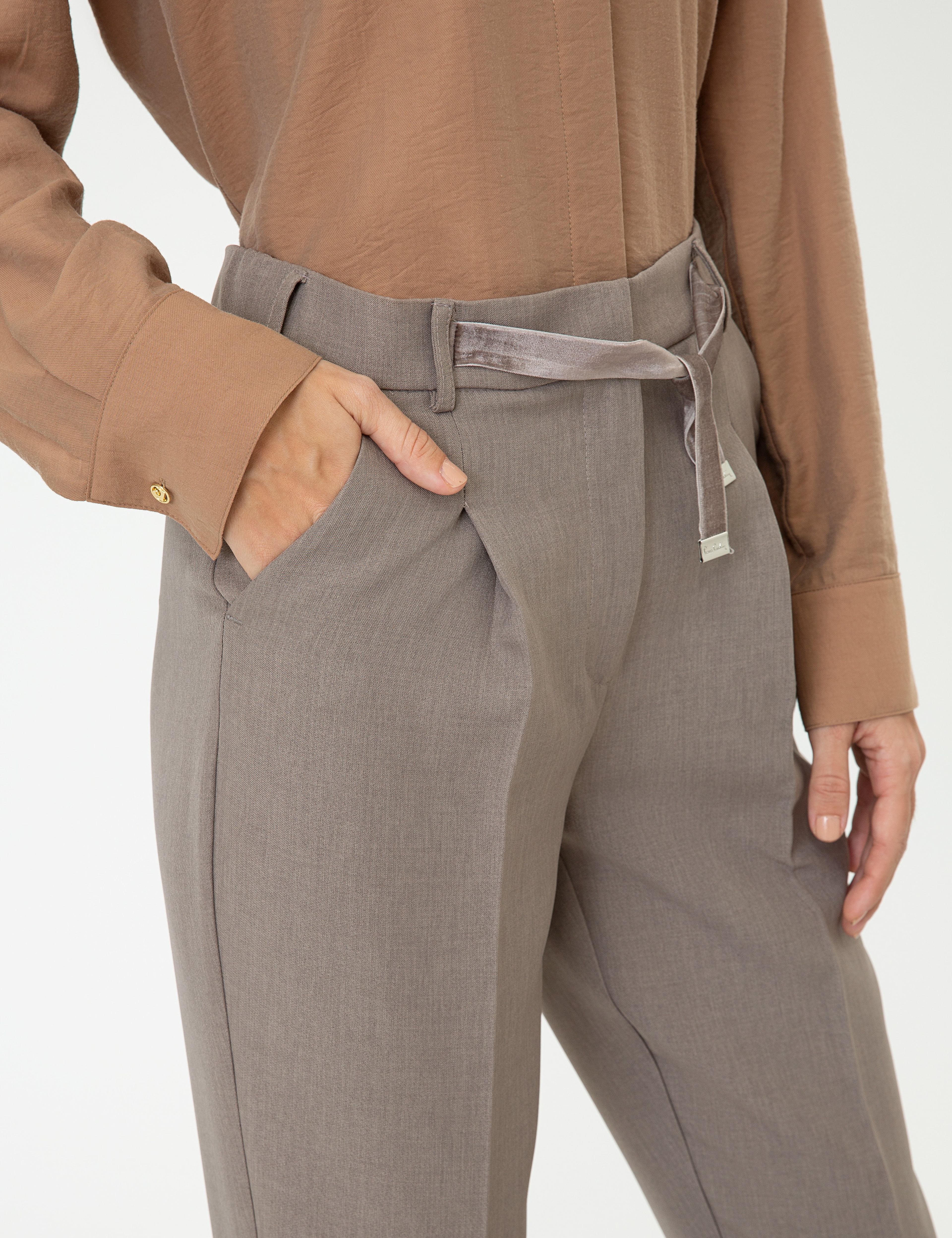 Gri Slim Fit Kumaş Pantolon - Image 4