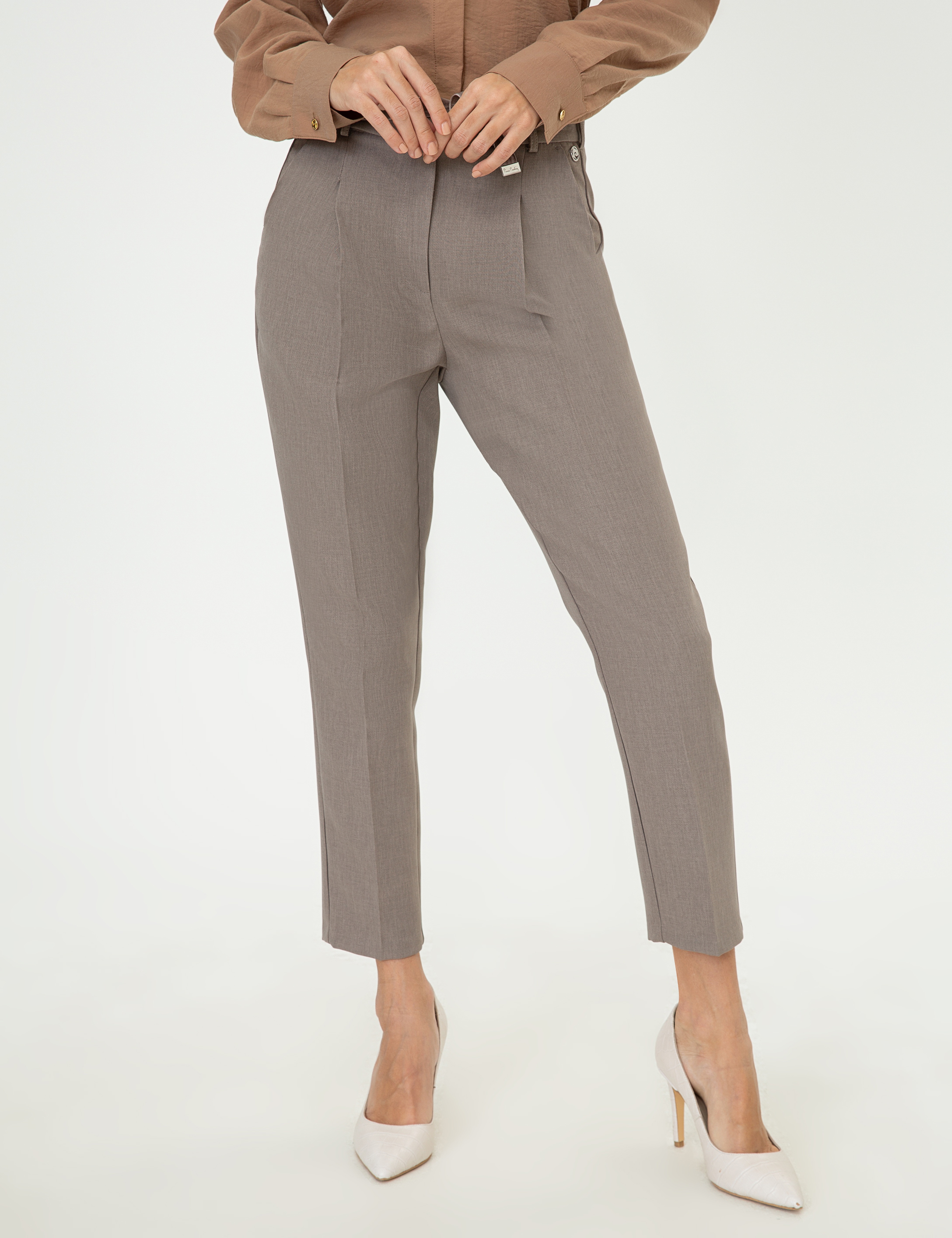 Gri Slim Fit Kumaş Pantolon - Image 2