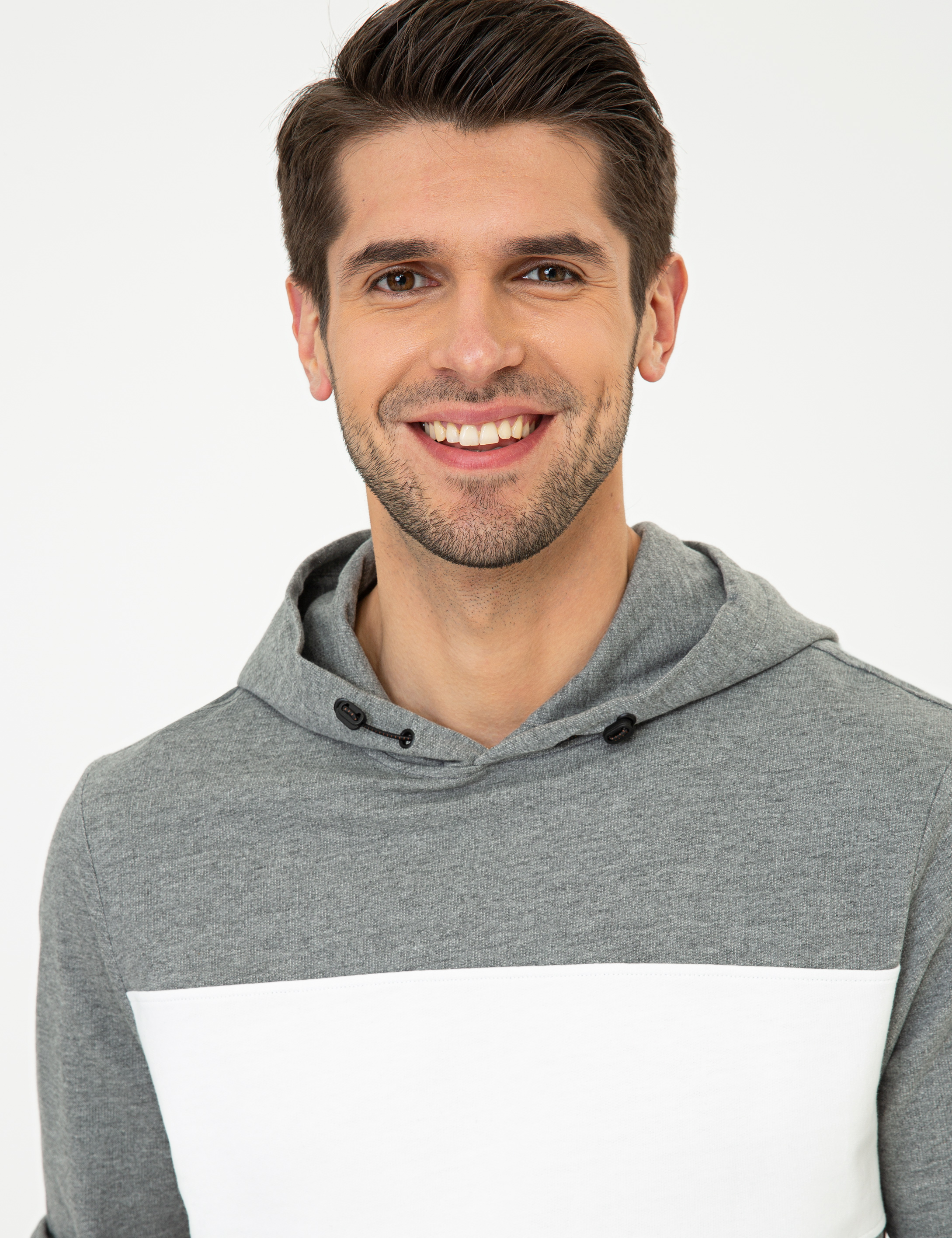Gri Melanj Kapüşonlu Sweatshirt - Image 3