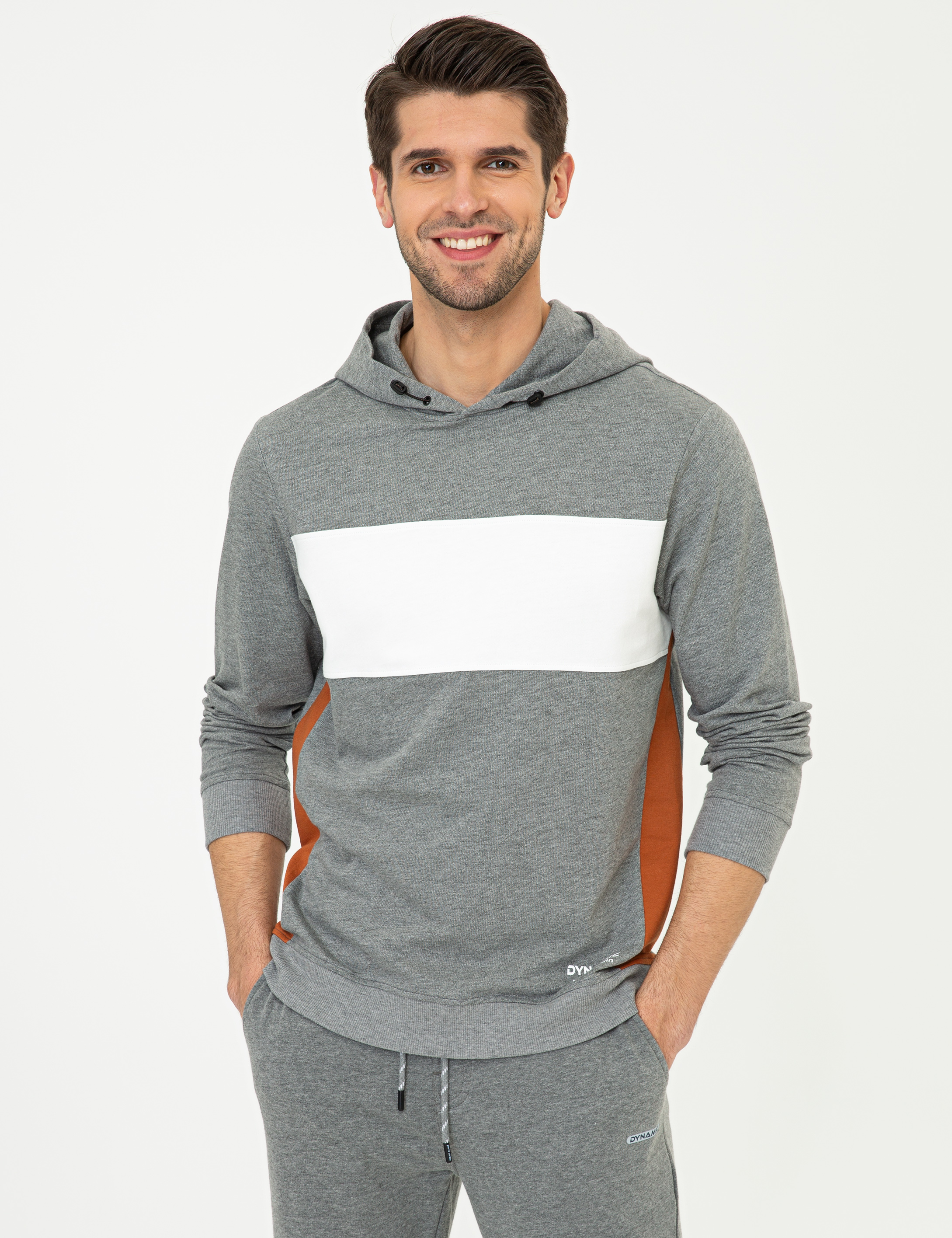 Gri Melanj Kapüşonlu Sweatshirt - Image 4