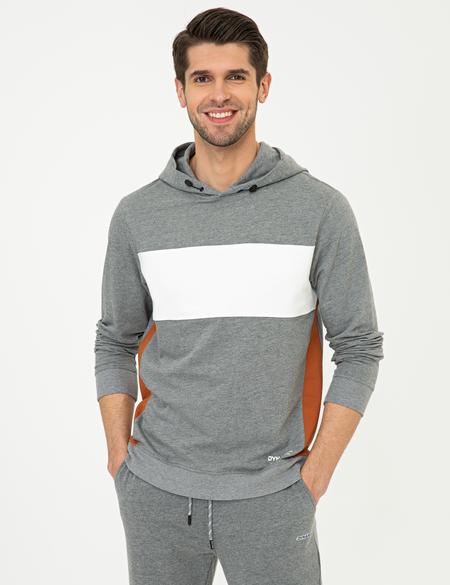 Gri Melanj Kapüşonlu Sweatshirt - 50240101025