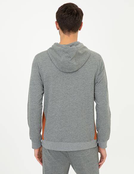 Gri Melanj Kapüşonlu Sweatshirt - 50240101025